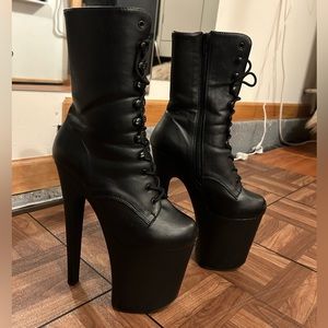Matte Black Pleaser Boots - 8 inch